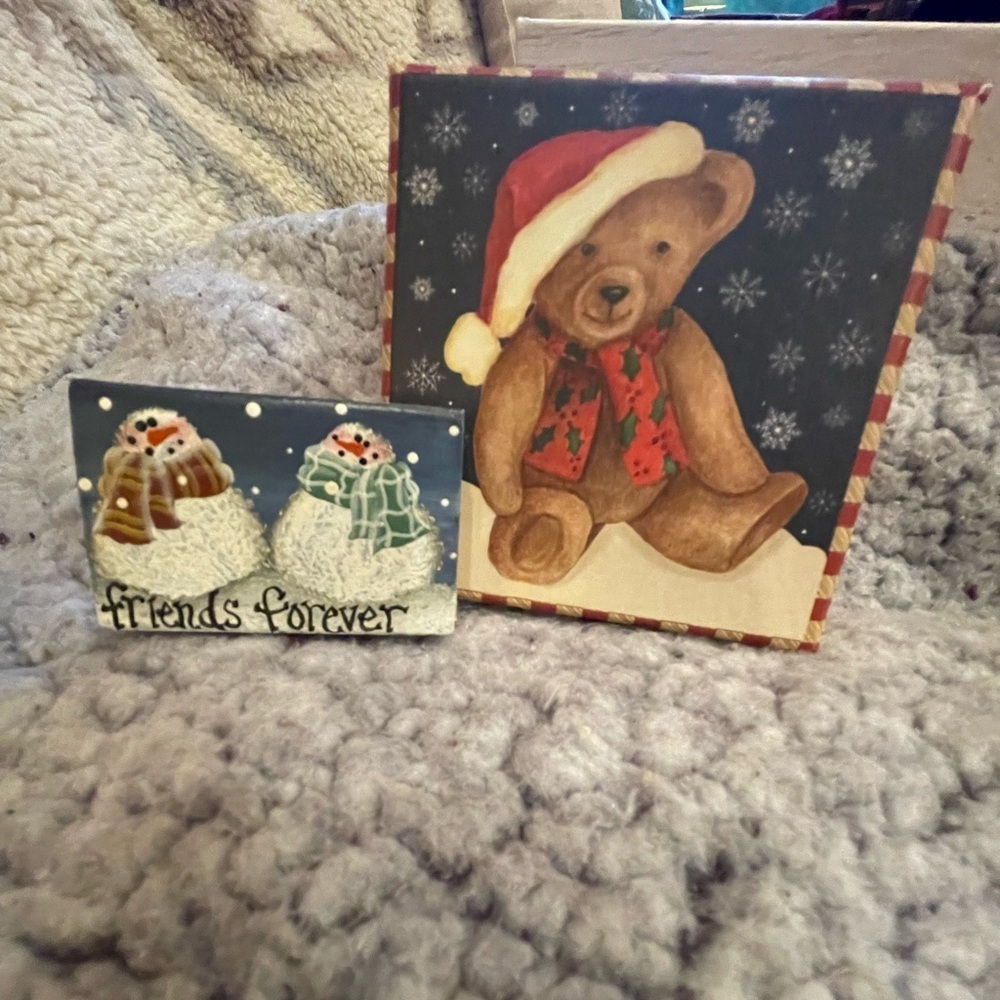 Bear Trinket box and hand painted match box  unmarked